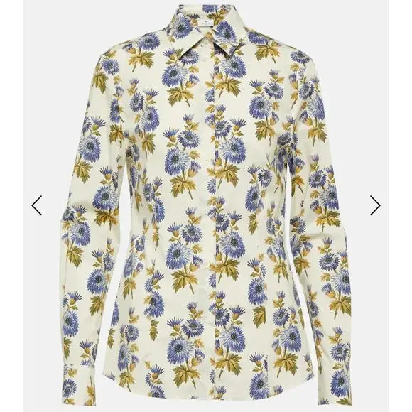 ETRO MILANO FLORAL COTTON BLEND SHIRT, SIZE 42 - Picture 1 of 8
